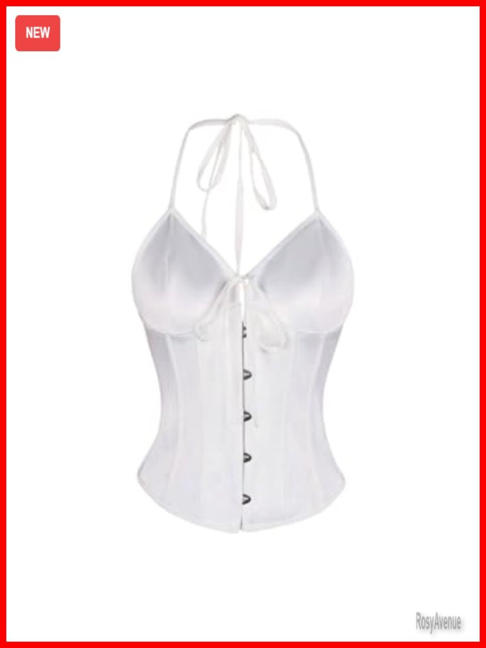 Satin Corset Bustier Halter Top Lace Up Backless Sleeveless